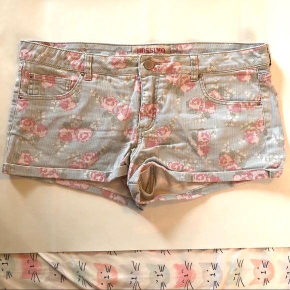 Mossimo Floral Denim Roll Cuff Shorts - Picture 2 of 5